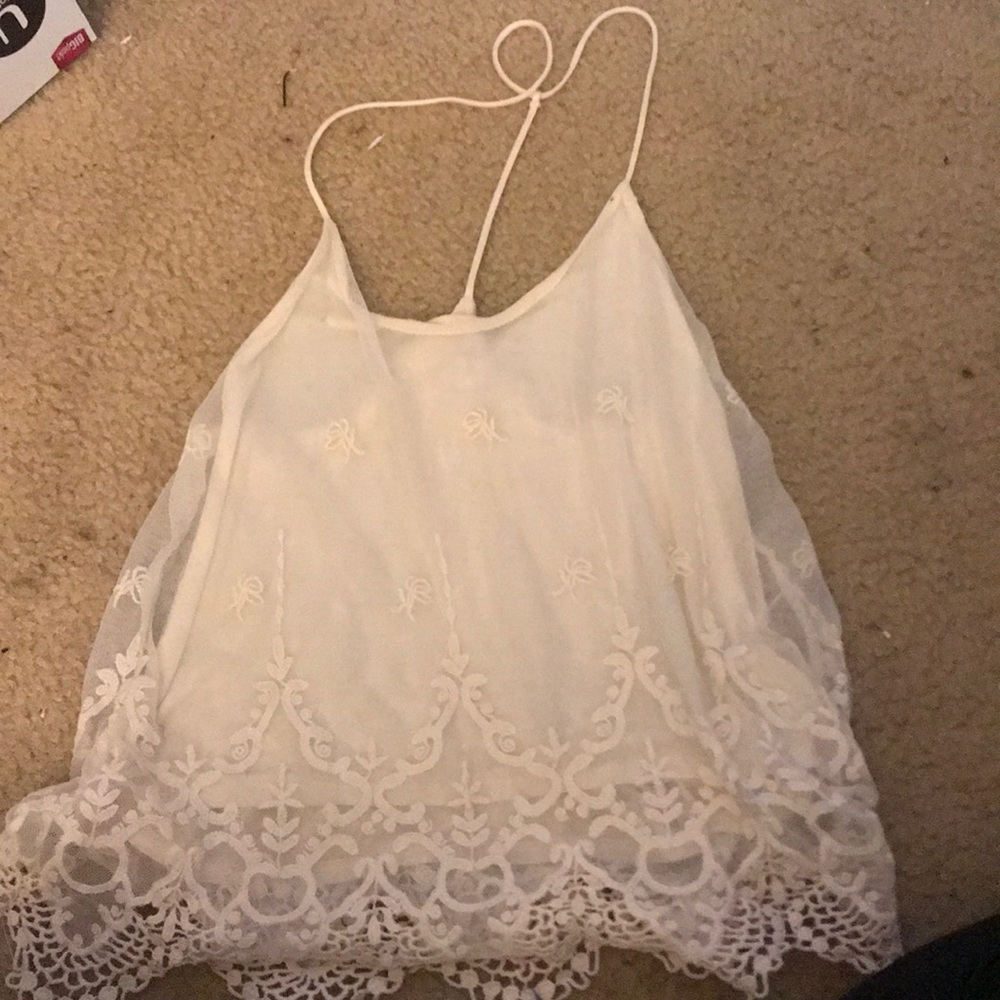 Cream lace tank top